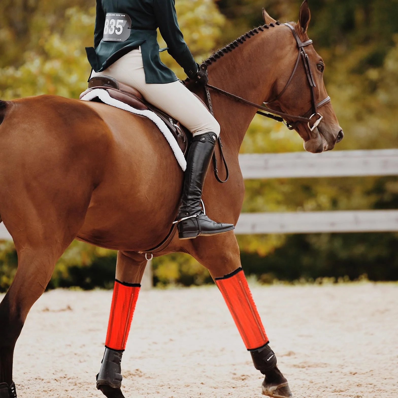 SAVITA 4 Piezas de Botas para Caballo, Botas Antimoscas de Malla Fina Transpirable para Caballos Botas Antideslizantes para Caballos Cascos Antipicaduras de Moscas Horse Accessories(Naranja)