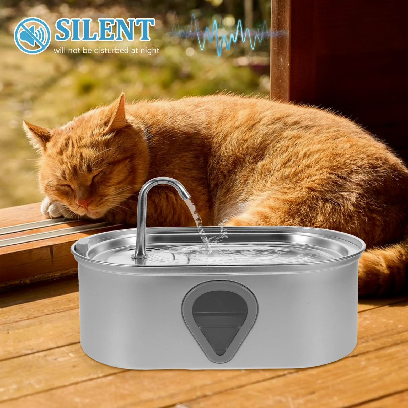 TOYANDONA Bebedero Automático para Gatos de Bebedero de Acero Inoxidable para Interiores Dispensador de Agua Recarga Automática por USB Adecuado para Perros y Gatos Pequeños