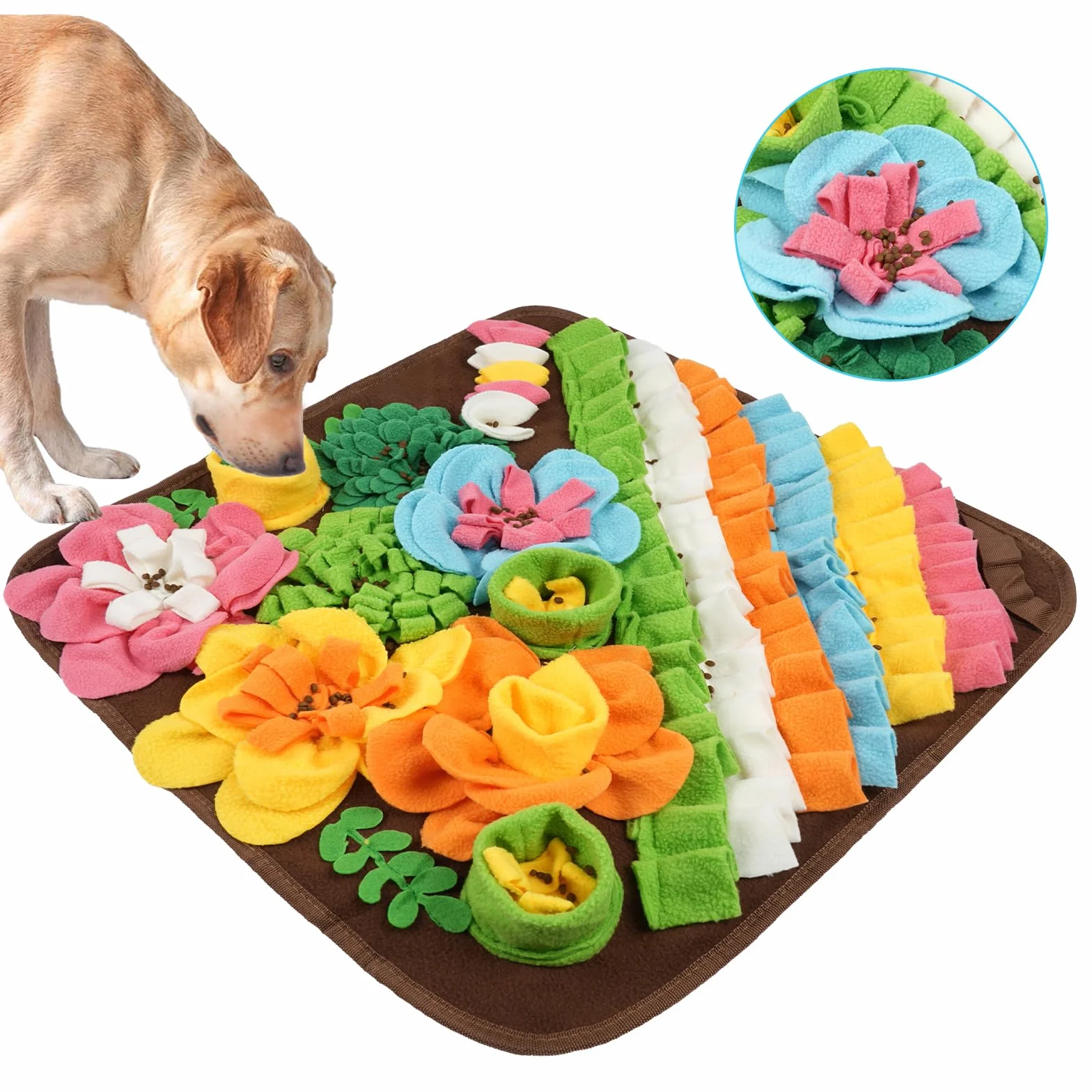 OSDUE Alfombra Olfativa Perros, 50cm Lavable a Máquina Snuffle Mat para Perros Portátil Interactiva Almohadilla Olfatear Mascotas Estera de Alimentación Lenta para Mascotas Entrenamiento de Forrajeo