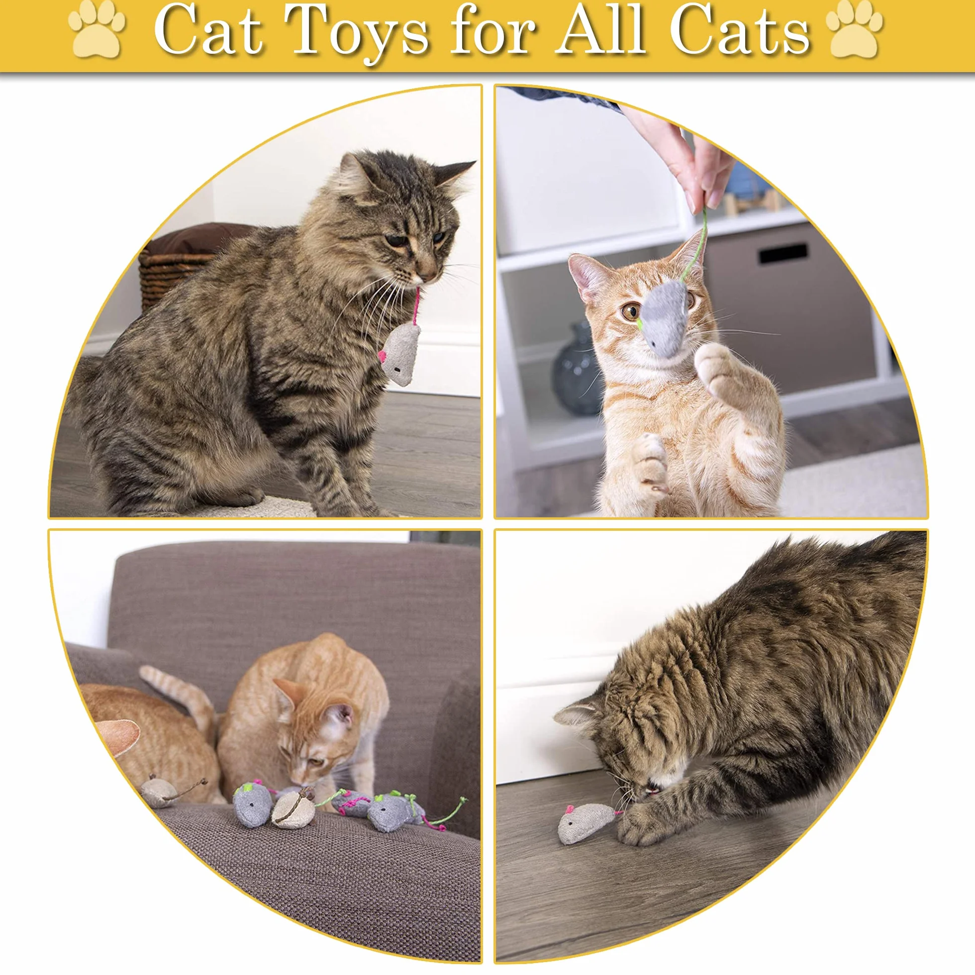 KTL 6 Paquetes de Juguetes para Gatos Interactivo Juguetes para Ratones Catnip para Gatos Peludo Ratón Gato Gatito Que juegan a Masticar Dientes Limpieza Realista Juguete de Felpa
