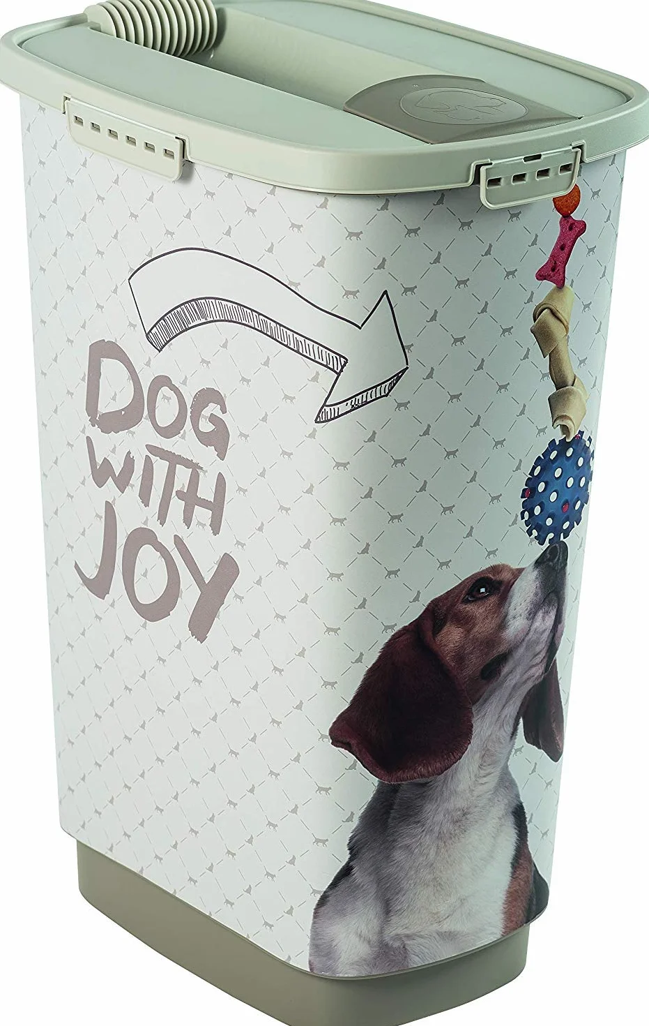 Rotho Cody - Recipiente de Comida para Mascotas de 50 Litros con Tapa y Tolva para una Dosificación Práctica, Plástico (PP) sin BPA, Muestra, 50 L (39.7 x 29.6 x 58.5 cm)