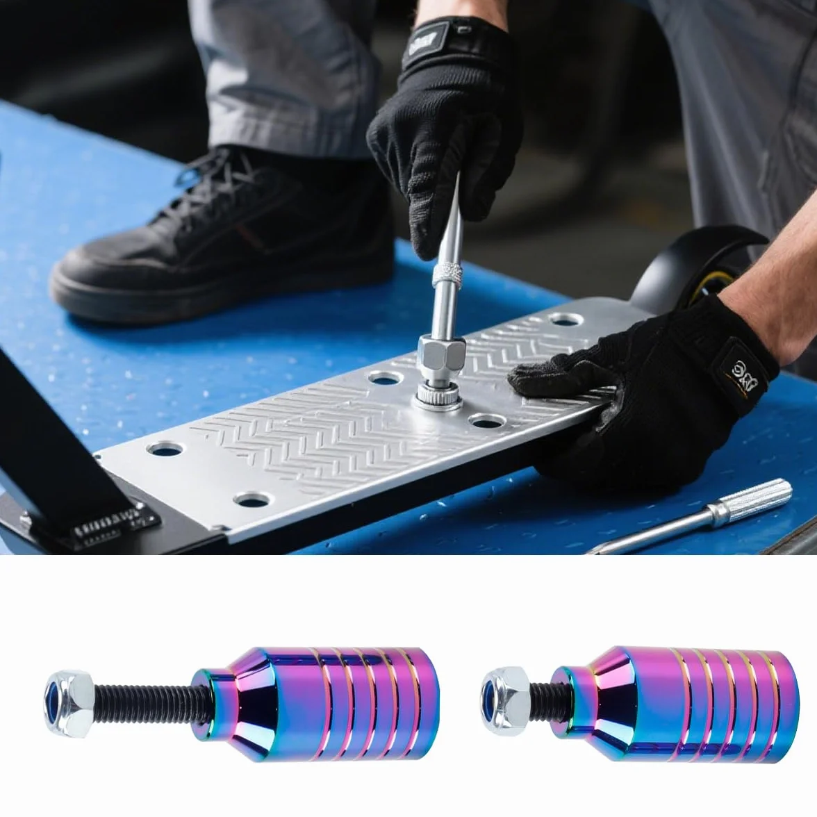 Pro Stunt clavijas para patinete acrobático de aluminio negro arcoíris eje 12,9 pasos tuerca de montaje grinds 5050