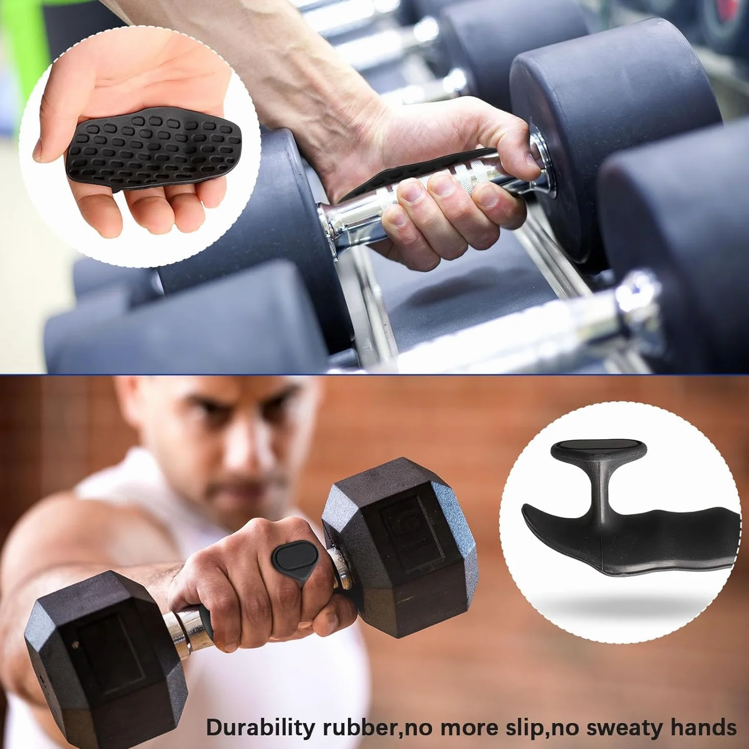 Puños antideslizantes de silicona para fitness – Almohadillas de agarre ergonómicas para entrenamiento de fuerza, crossfit y dominadas
