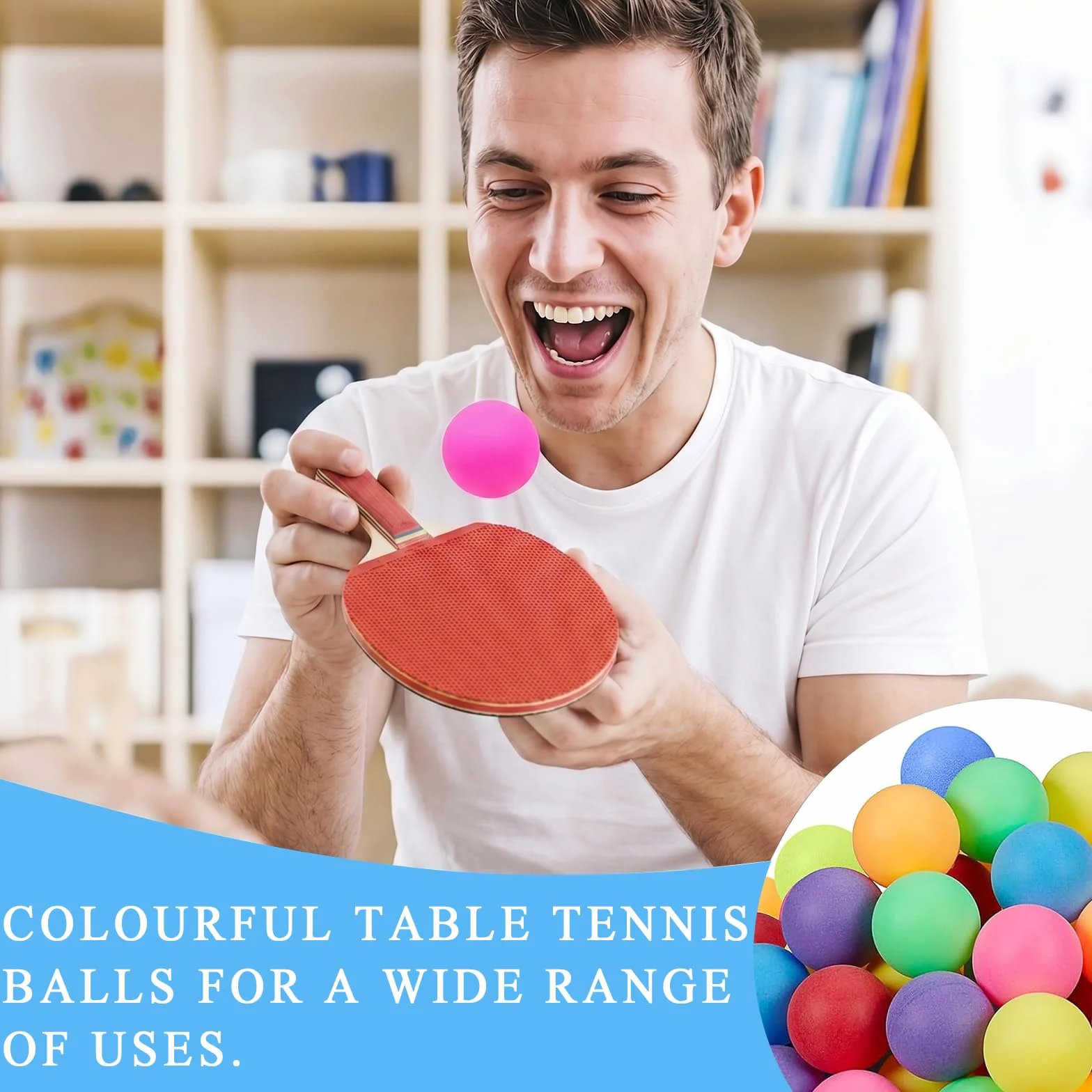 Pelotas de Ping Pong 30 Piezas 40mm Reutilizable para Adultos y Niños Juegos Entrenamiento Piscina
