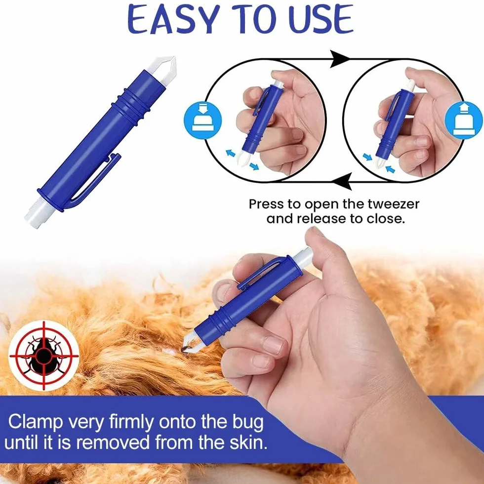 Juego de 4 herramientas para quitar garrapatas, kit profesional para quitar garrapatas con 1 pinza para quitar garrapatas y 3 ganchos, removedor de garrapatas sin dolor para perros, gatos,