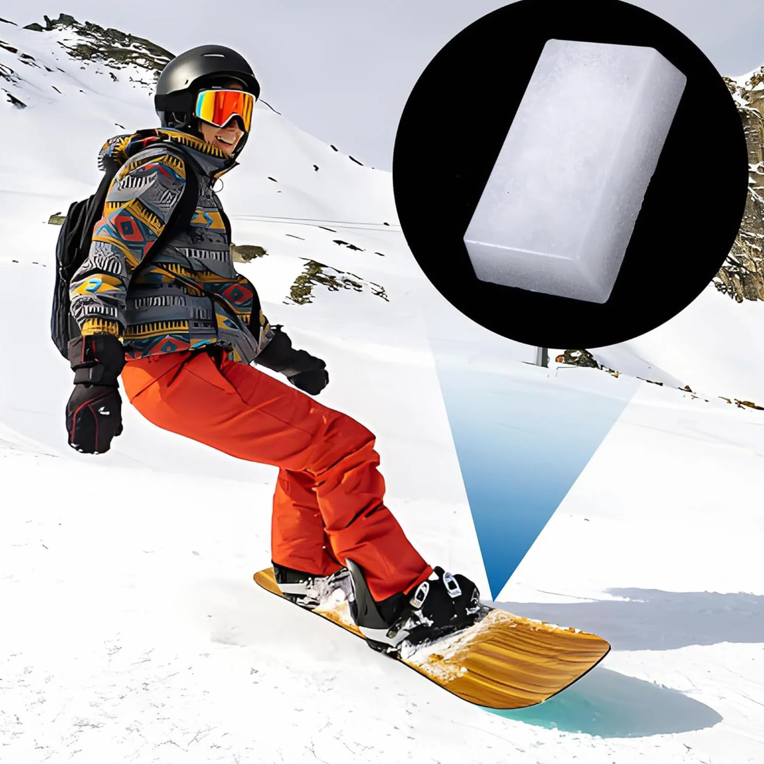 Kit de Mantenimiento para Esquí y Snowboard Universal con Cepillo de Limpieza y Bloque de Nieve