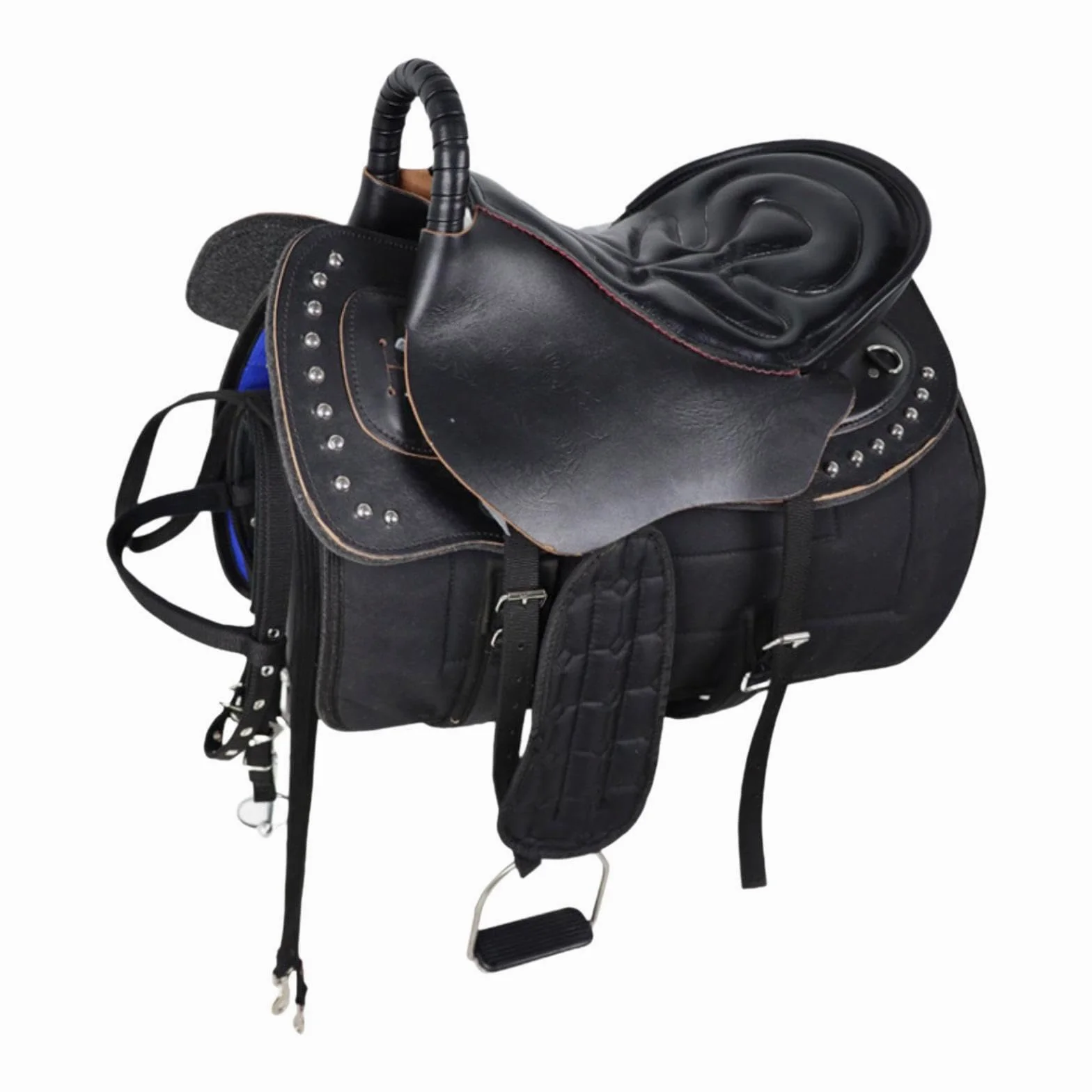 Silla de Montar para Caballo Juego Equipo Ecuestre Multiaccesorios Costuras Reforzadas Antideslizante Adecuado para Jinetes Entrenamiento Domés