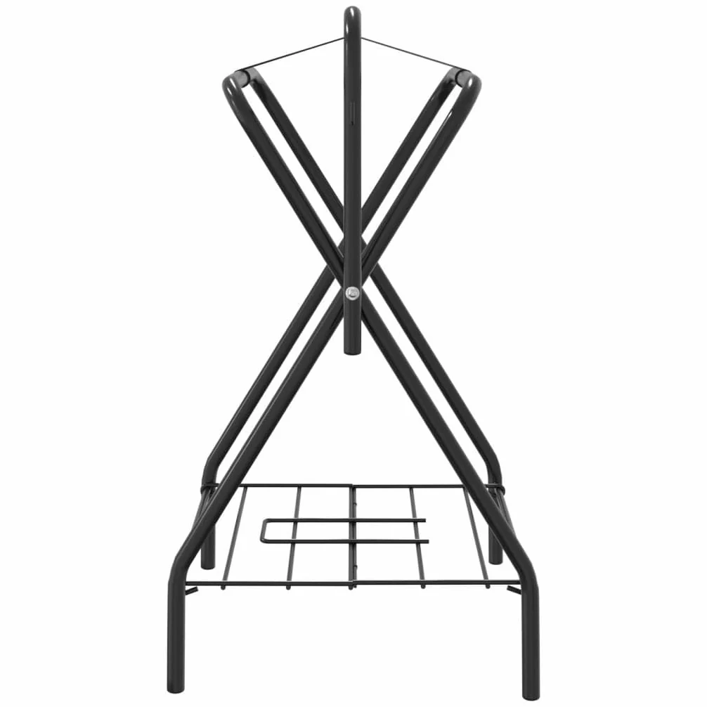 vidaXL Soporte de Montura Plegable de pie Independiente Hierro Negro, Soporte para Silla de Montar, Soporte para Montura, Soporte para Silla de Montar portátil