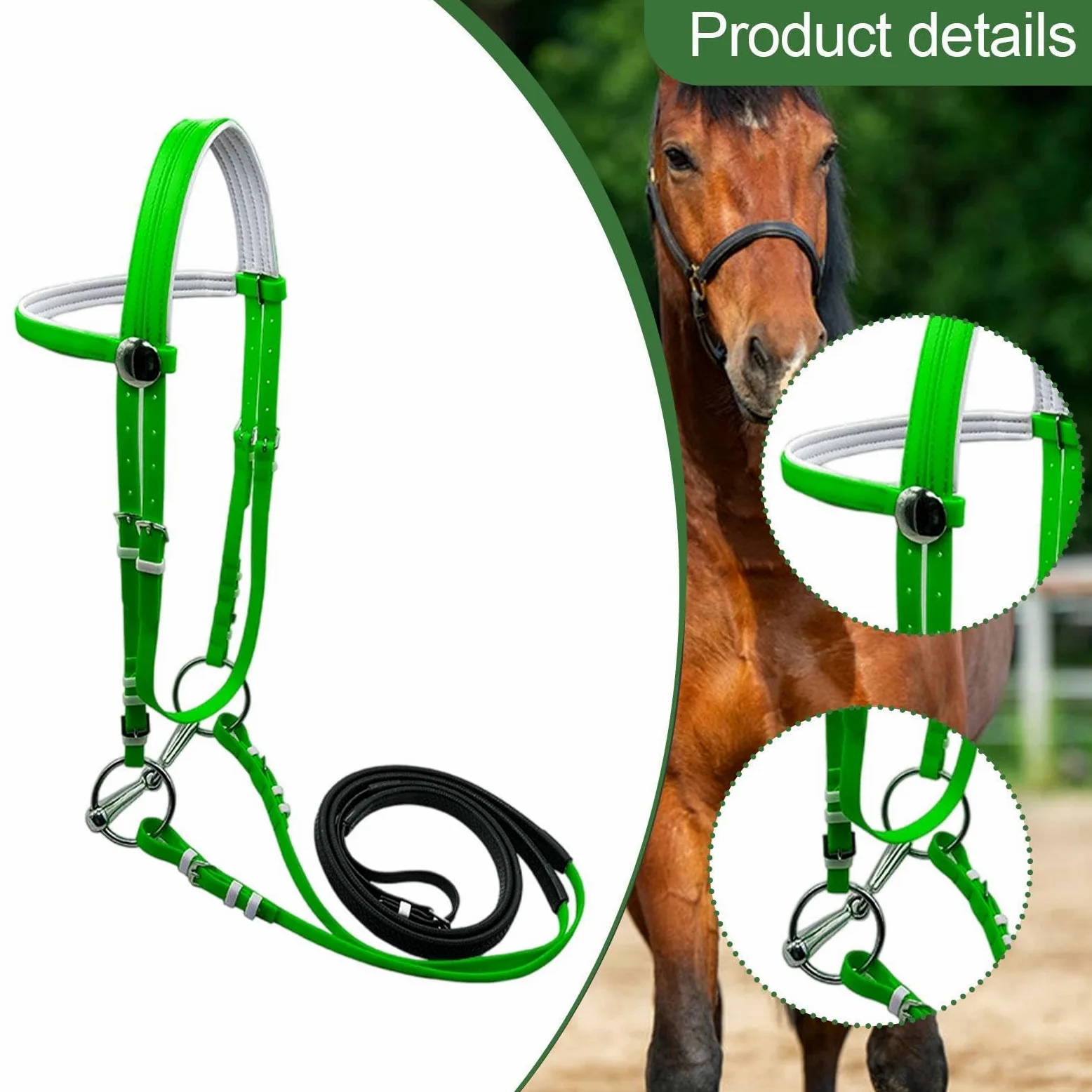 predolo Brida para Caballo con Riendas, Cabezada, Cuerda de Montar, Correa de Cuello para Entrenamiento, Sendero Agrícola