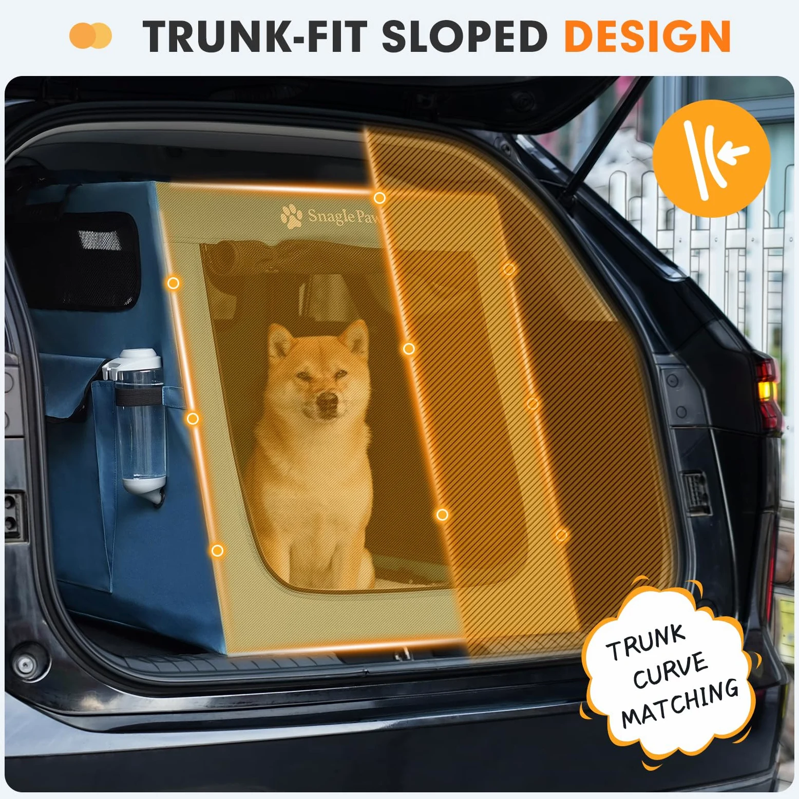 Snagle Paw Jaula portátil para perros para viajes en coche, plegable, grande, con marco de metal y ventanas de malla de 3 puertas, se asegura en el maletero/asiento trasero, transportador de perrera