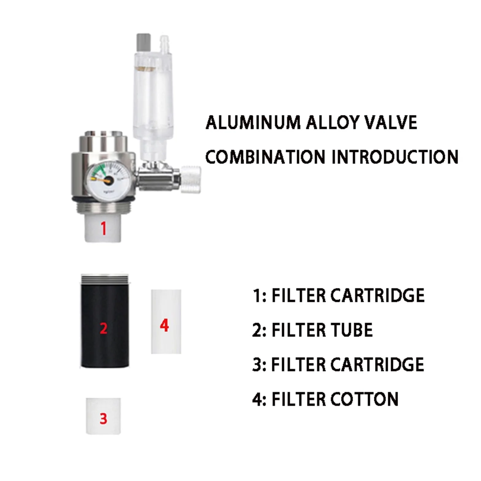 Kit de Sistema generador de CO2 DIY for Acuario, Sistema generador de Cilindro de CO2 de Acero Inoxidable, Kit de Reactor de dióxido de Carbono for Plantas y Peces(1L)