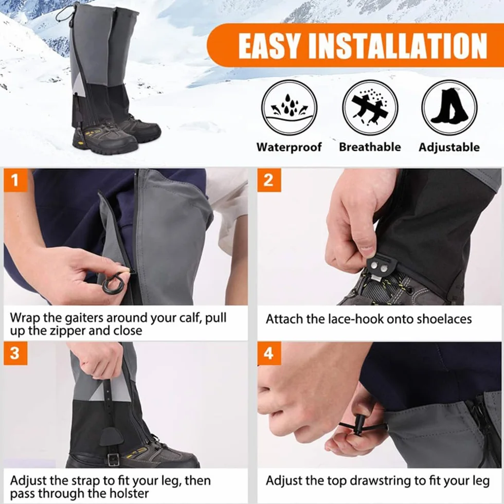 Polainas impermeables para hombre y mujer, senderismo y escalada