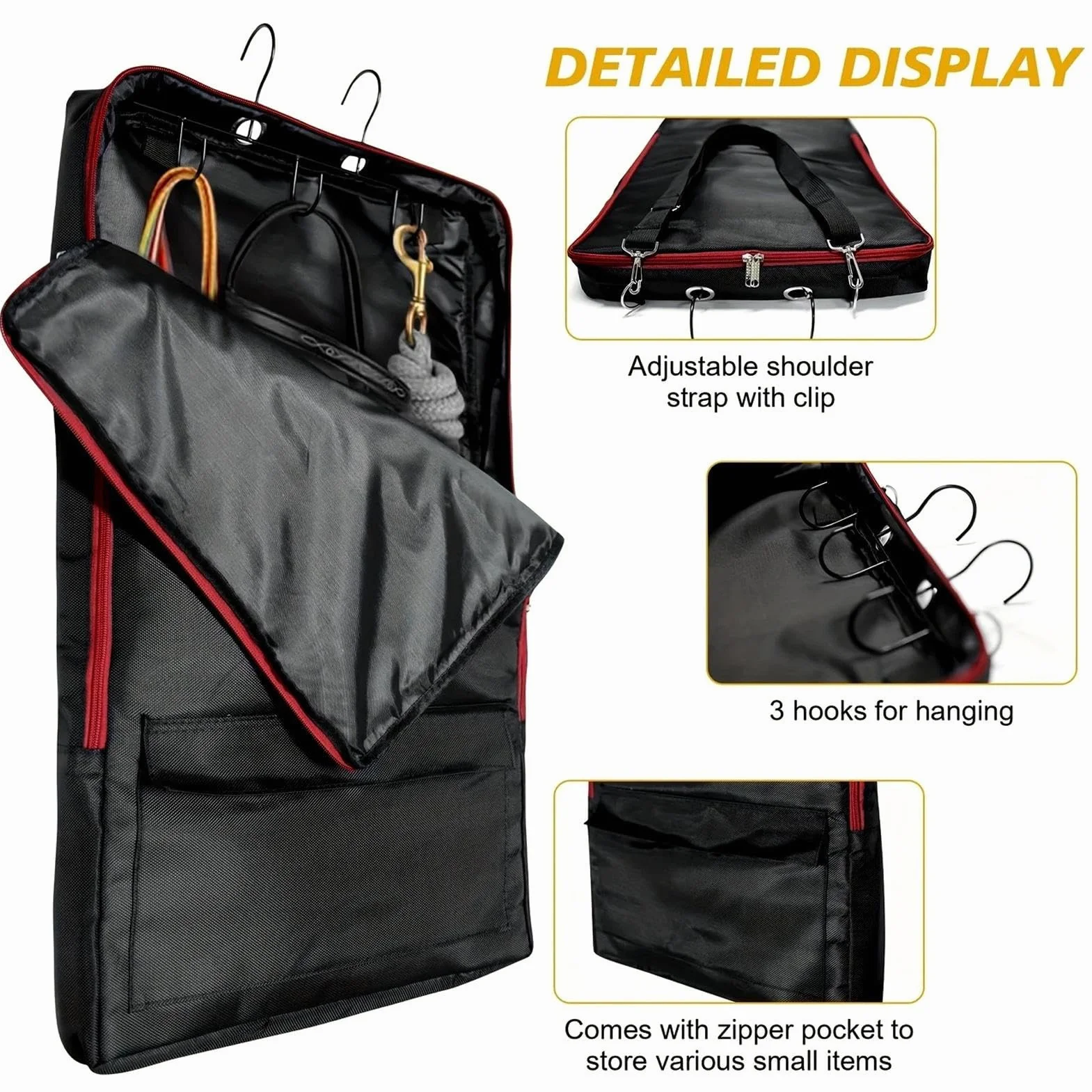 Bridle Bag - Bolsa de transporte para caballos con bolsillos con cremallera, correa de hombro ajustable reutilizable, multiusos, impermeable, organizador estable, suministros ecuestres para