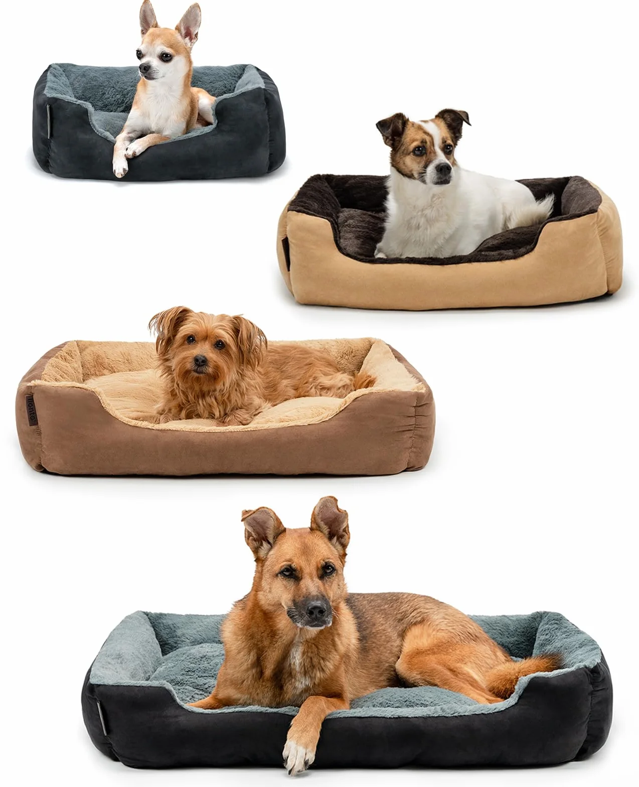lionto Cama perros cojín perros cesta perros con cojín tamaño (S) 50x37 cm gris/negro