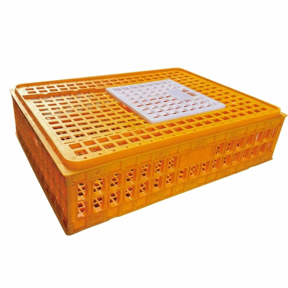 Jaula Transporte para Aves y Conejos, Plástico Resistente, Anti-Caída y Anti-Presión, para Granjas, Amarillo