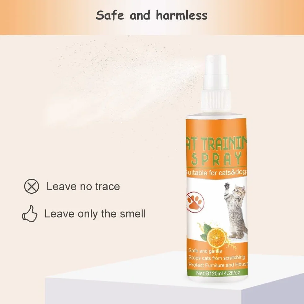 Spray Antiarañazos para Gatos, 120 ml, Uso Interior y Exterior, Protección para Muebles, Sofá, Alfombras, Cortinas y Plantas