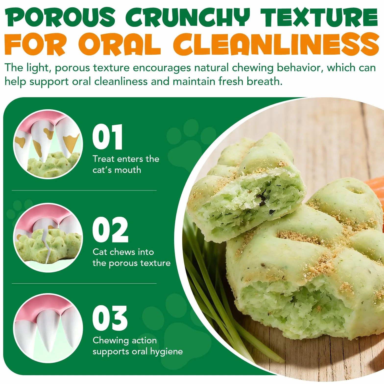 Golosinas de Hierba para Gatos 180g, Golosinas con Catnip para Gatos - Snacks para Ayuda con las Bolas de Pelo y Cuidado Dental, Fibra Natural para la Digestión, Textura Crujiente para Limpieza Dental
