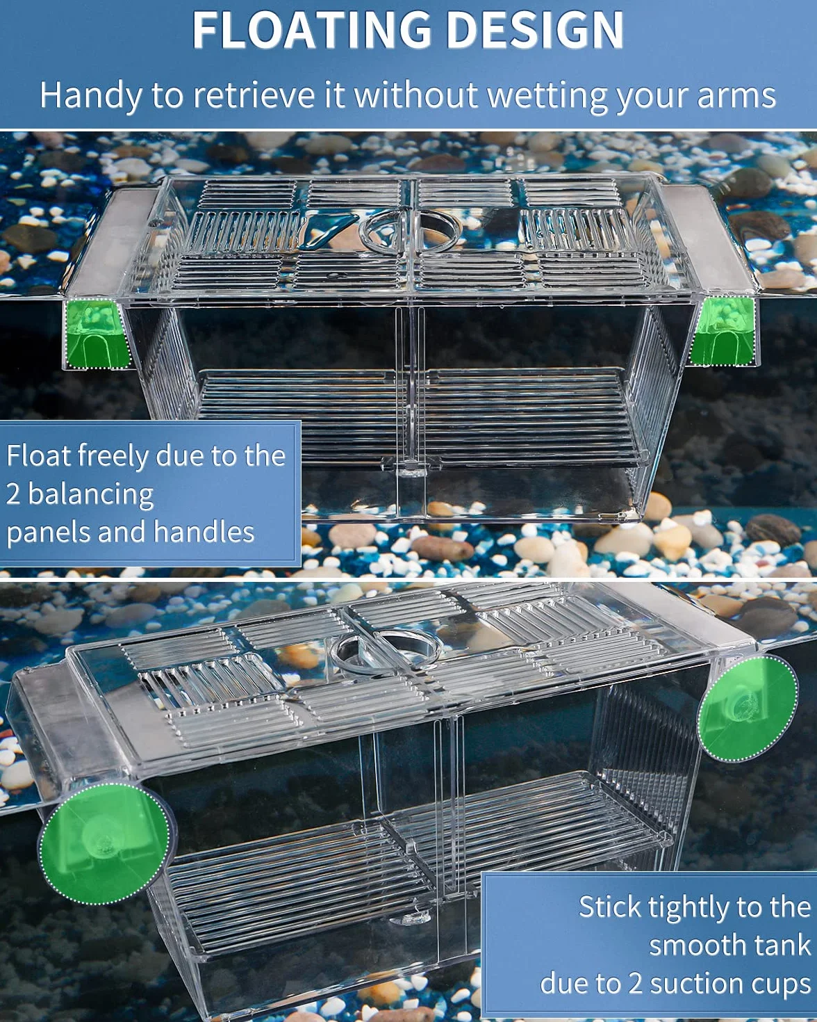 Pawfly Caja de Cría para Peces de Acuario Acrílico Incubadora Tanque con Ventosas Caja de Aislamiento Grande para Peces Bebé Camarón Betta Guppy y Platy