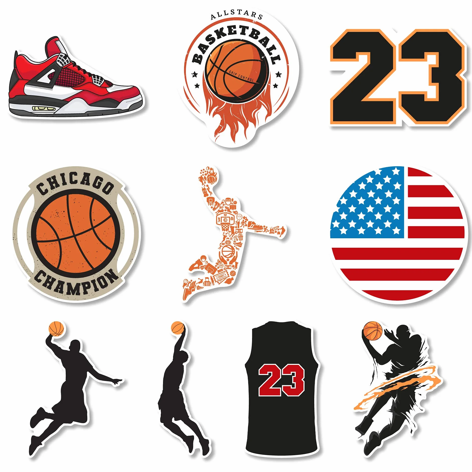 Pegatinas Basket Jordan 23 NBA Pack 10 Piezas Adhesivos