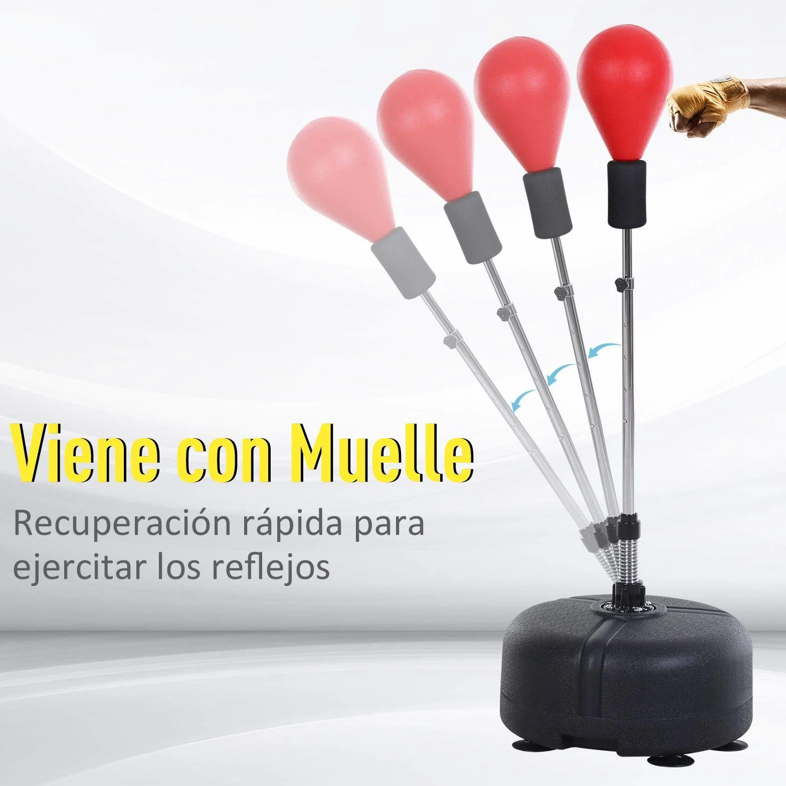 HOMCOM Saco de Boxeo de Pie Punching Ball Altura Ajustable 136-154 cm Base Rellenable Guantes Adultos Adolescentes