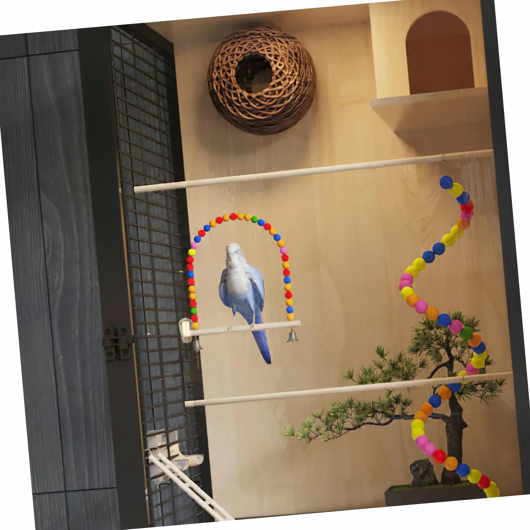 GALPADA Juguete de Entrenamiento para Pájaros y Loros, Fácil de Transportar y Almacenar, Fabricado en Metal y Plástico, Diseño Simple para Ejercicio y Desarrollo de Color Aleatorio