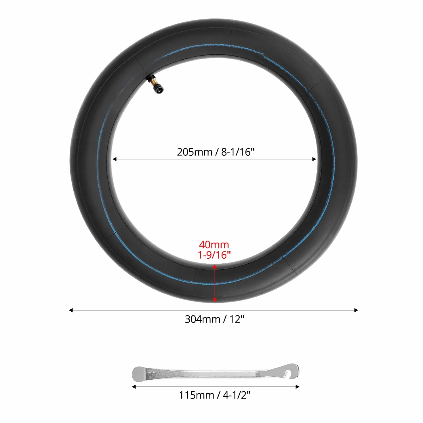 QWORK 2 Piezas 12.5x2.25 Cámaras de Aire para Bicicleta, 12 1/2 x 2 1/4 para Scooters Eléctricos