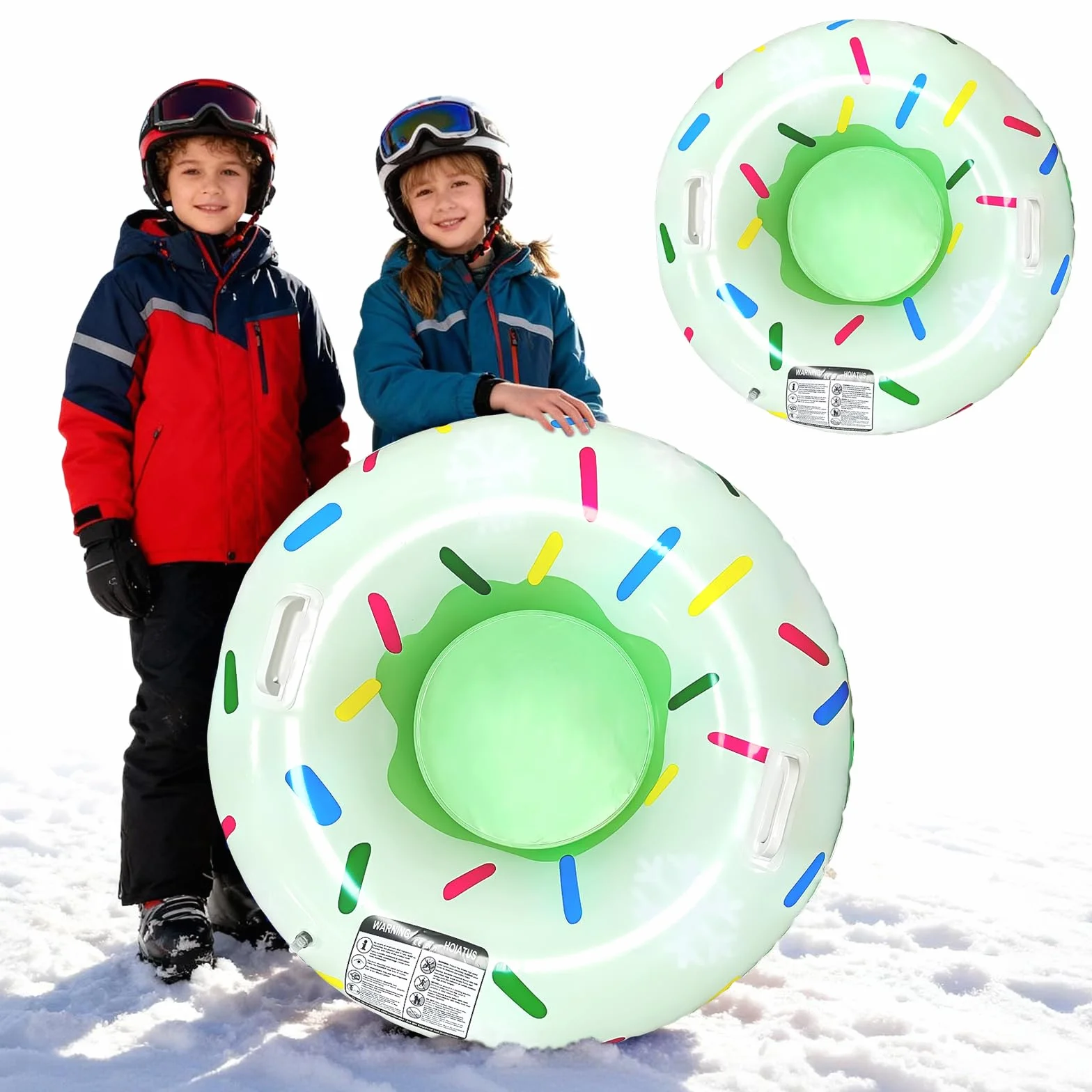 SilverChry Trineo Hinchable de Nieve de 80 cm, Tubo de Nieve Inflable con Asas para Niños y Adultos
