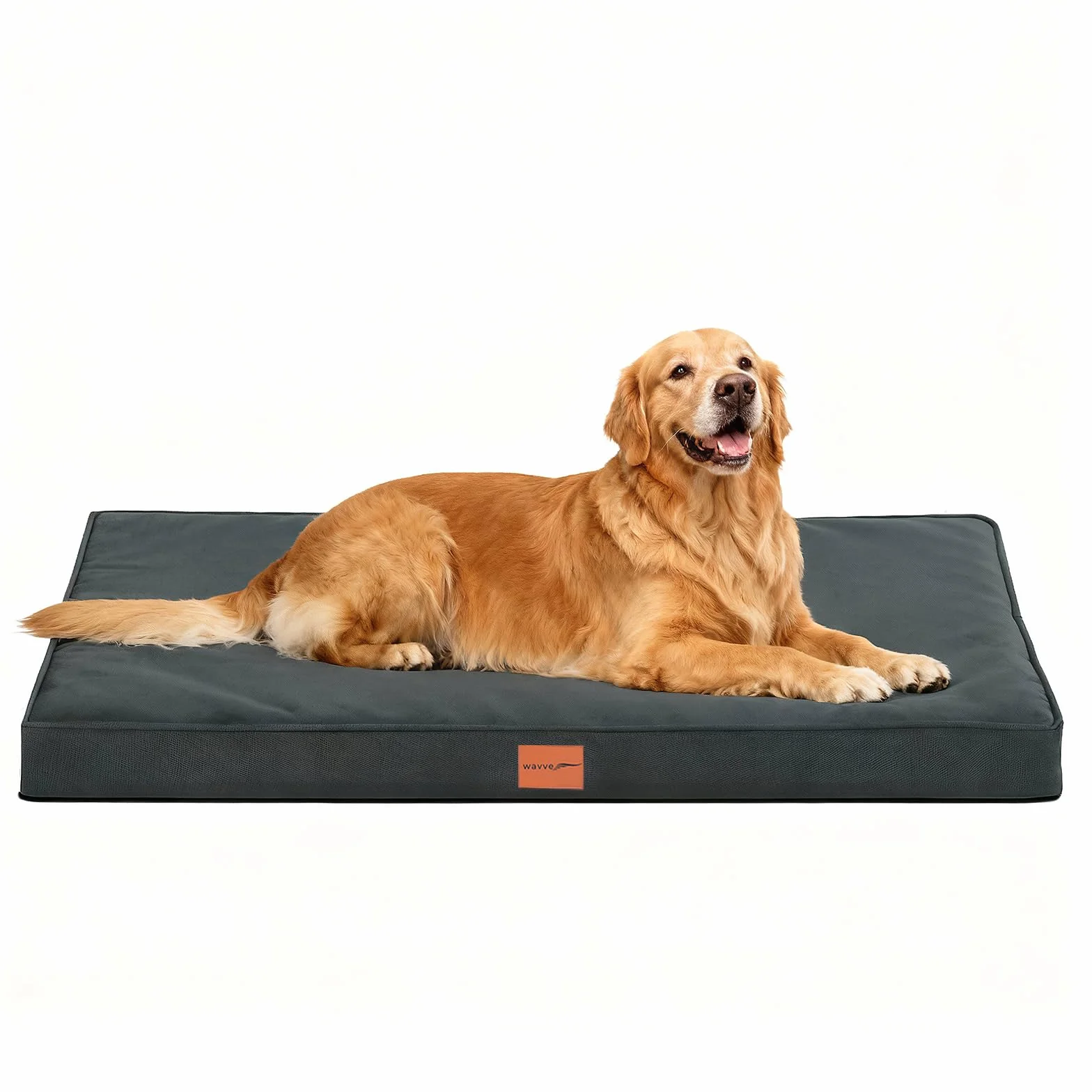 WAVVE Cama Perro Extra Grande Ortopédica 112x81x7.6 cm, Colchon Perro Desenfundable Impermeable Lavable Irrompible, Cama Can con Espuma De Caja De Huevos, Dog Bed XL, Gris
