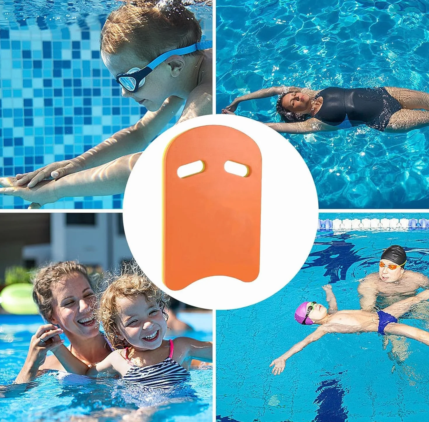 Ushape Tabla de flotación espuma EVA para natación principiantes con asas dobles