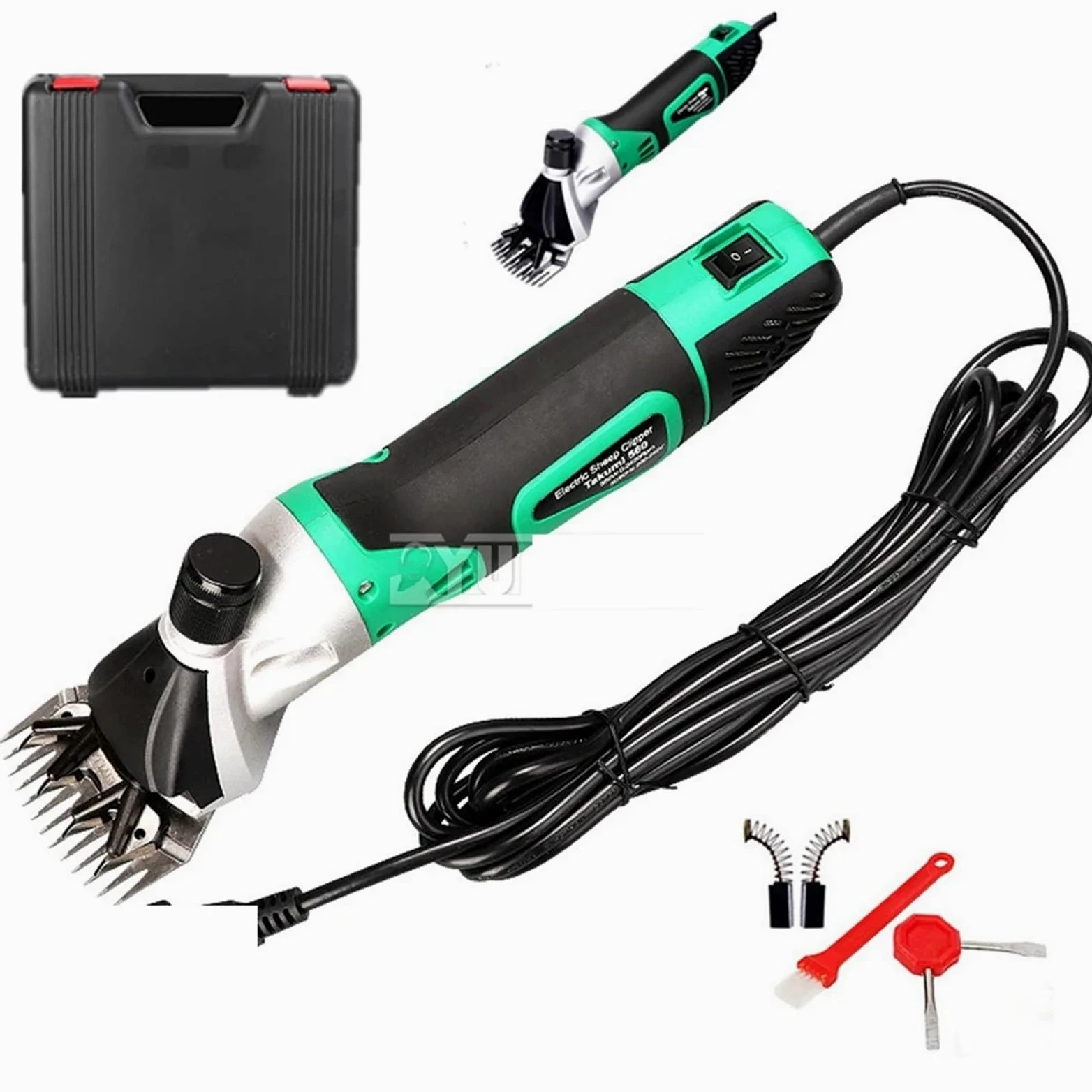 Tijeras eléctricas de lana de 13 dientes, kit for esquilar ovejas y mascotas, tijeras for esquilar cabras y caballos. Instrumento de medición(Green/Black)