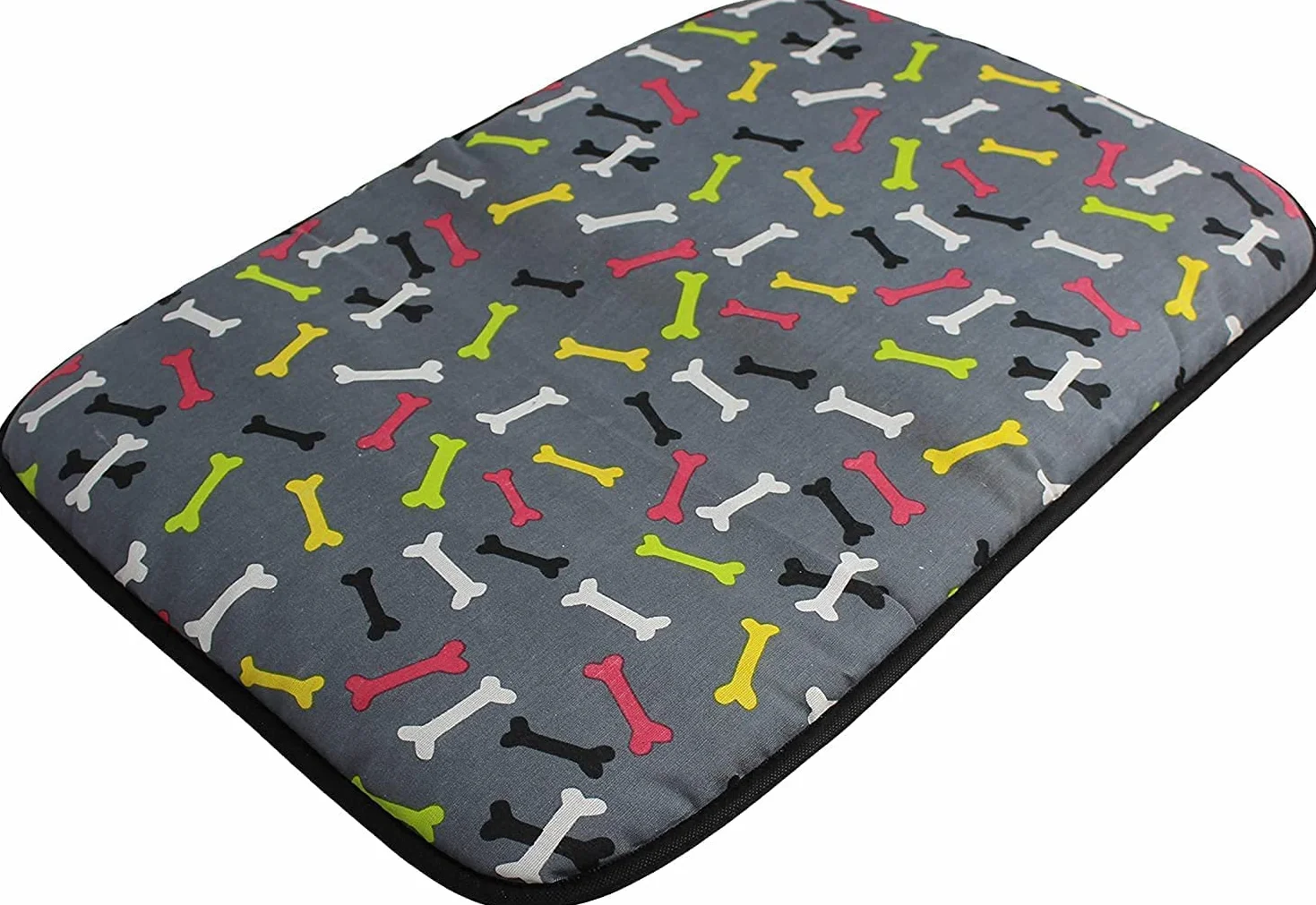 Acomoda Textil - Cama para Perros de Tela, Cama Perros Antideslizante y Lavable. Colchoneta Mascotas para Hogar y Transportin. (120x80 cm, Huesos)