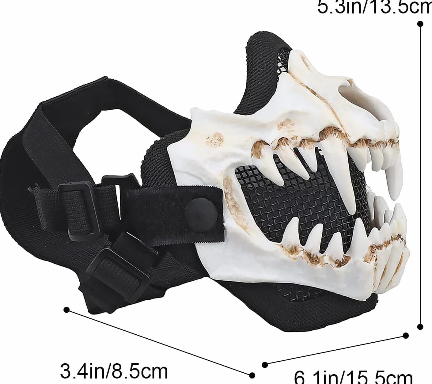 Máscara facial de calavera para cosplay Halloween malla decorativa esqueleto