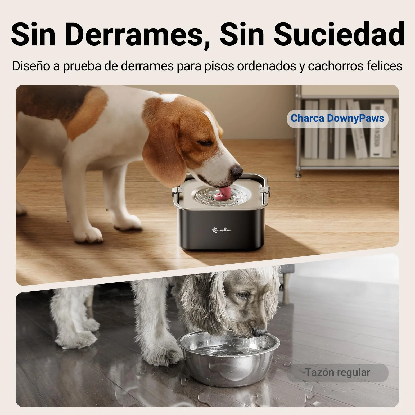 DownyPaws Bebedero Perro antigoteode Acero Inoxidable 3L, Bebedero Antigoteo Perro con Plato Flotante Sellado Integrado, Antipolvo y Antideslizante, Bebedero Perro Fomenta Beber Lentamente (Negro)