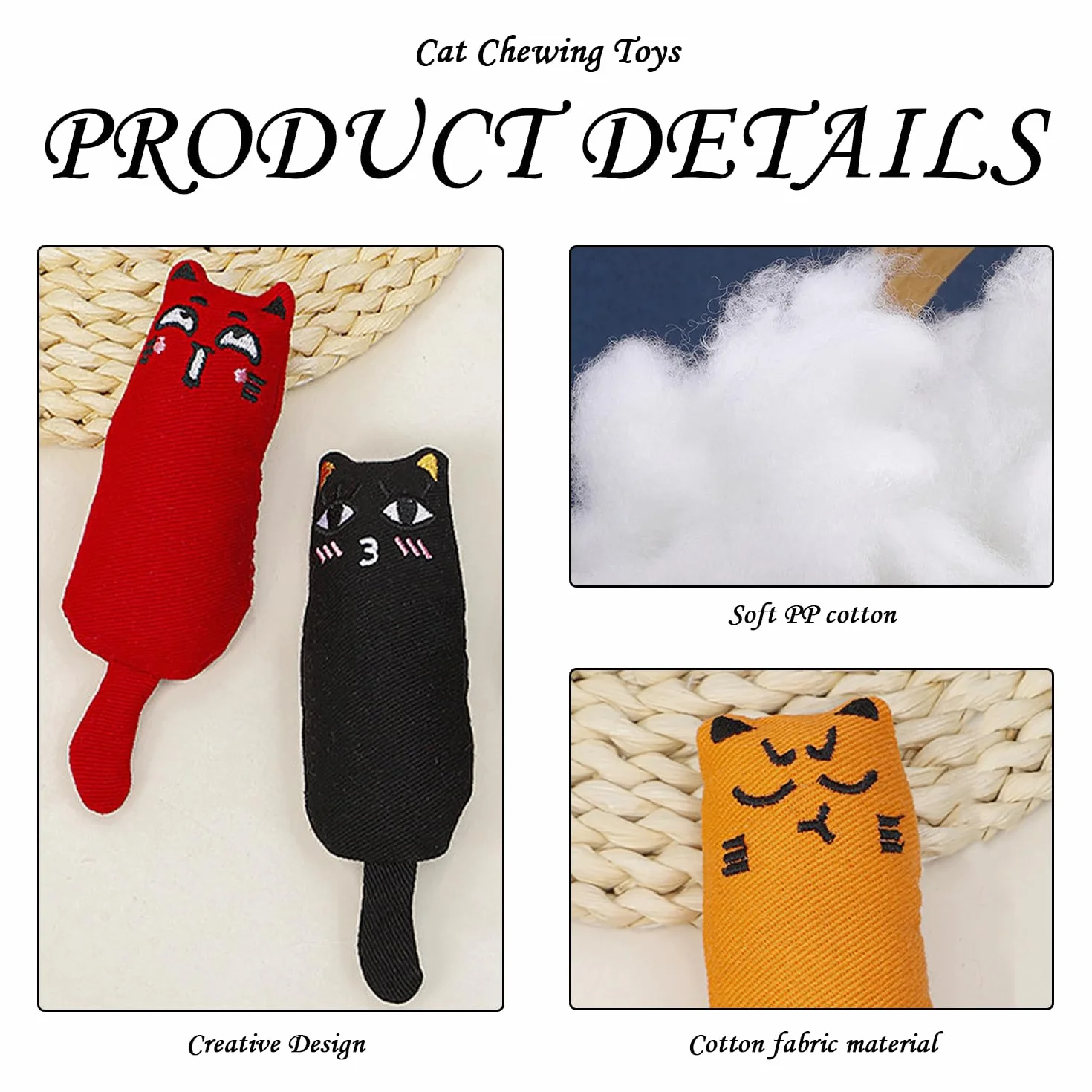 6 Piezas De Juguetes Expresivos para El Pulgar Y 2 Piezas De Juguetes De Peluche para Ratones, Juguetes para Masticar Gatos, Juguetes para Limpiar Los Dientes, Suministros para Mascotas
