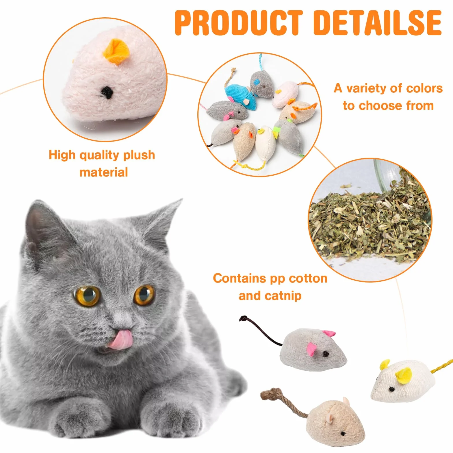 24 Piezas Juguetes para Gatos - Ratones de Peluche y Hierba Gatera - Juguetes Interactivos Multicolor