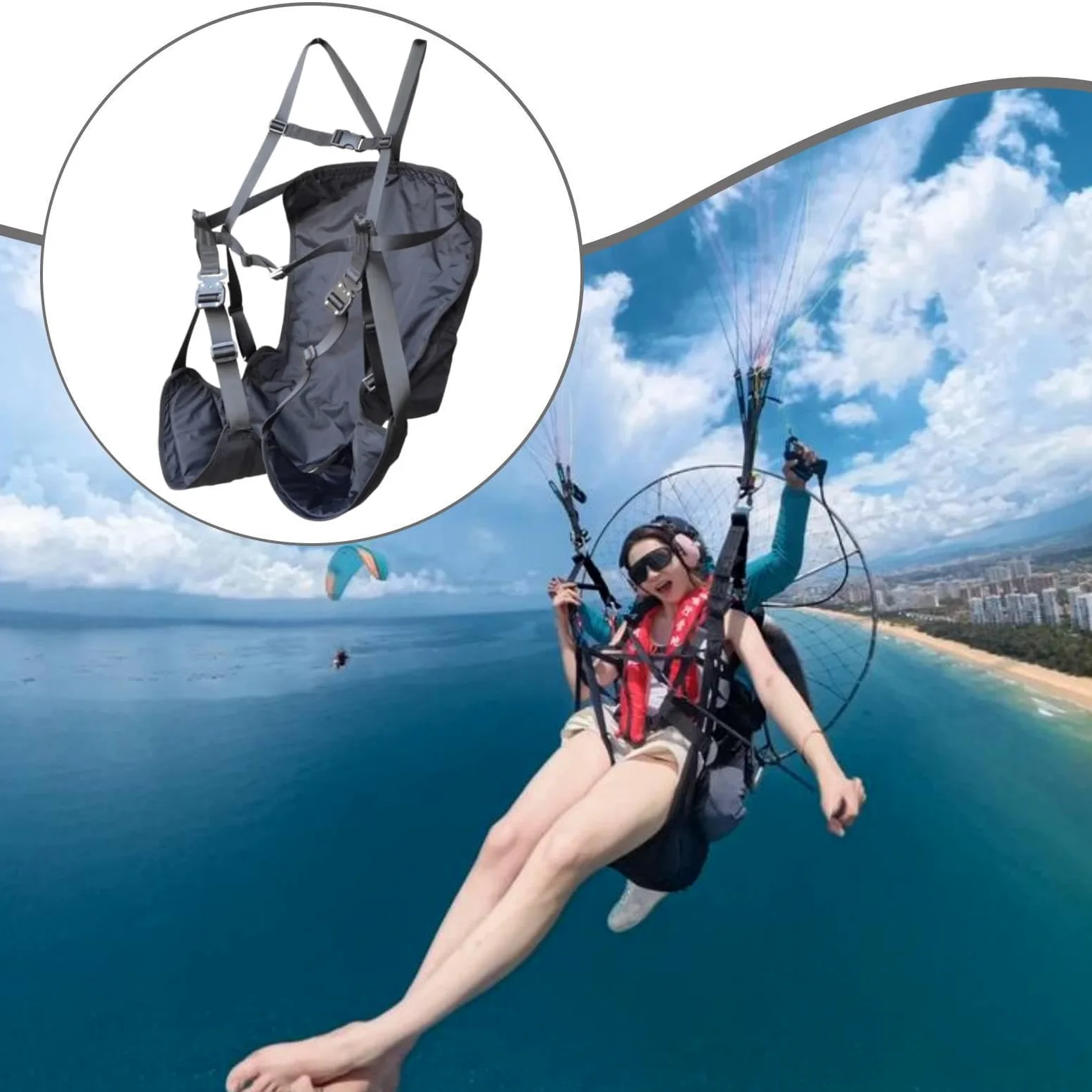 Amagogo Bolsa para arnés de Entrenamiento de Parapente Cómoda Portátil Fácil instalación Asiento de Repuesto Estable para manejo en Tierra de Parapente, Negro