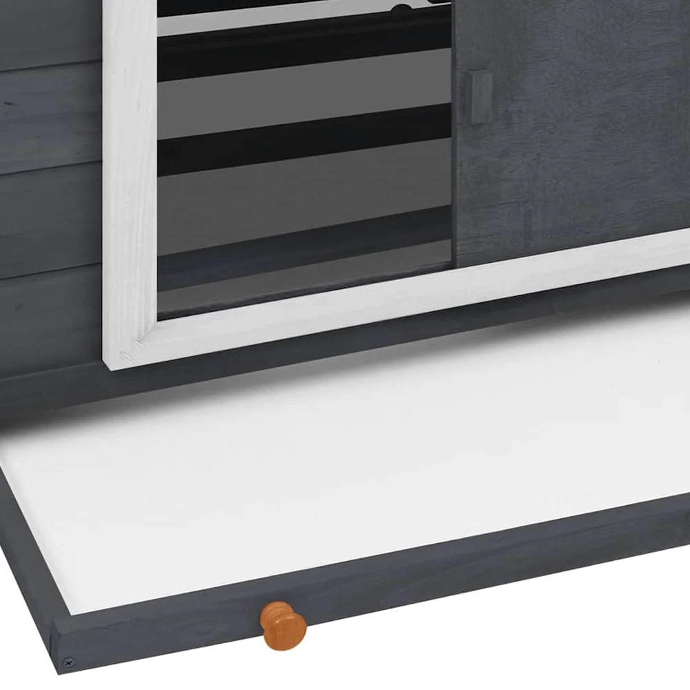 Gallinero de madera maciza de abeto, gallinero con 2 cajas nido y ventanas, gallinero para gallinas con bandeja extraíble para el suelo, gallinero 150 x 96 x 110 cm, gris y blanco