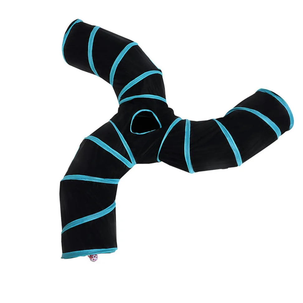 iHOO Túneles para gatos S-Way - Tubo plegable con laberinto de bolas, casa para gatos, mascotas, interactivos, para gatos, cachorros, gatitos, conejos, túneles de 3 vías