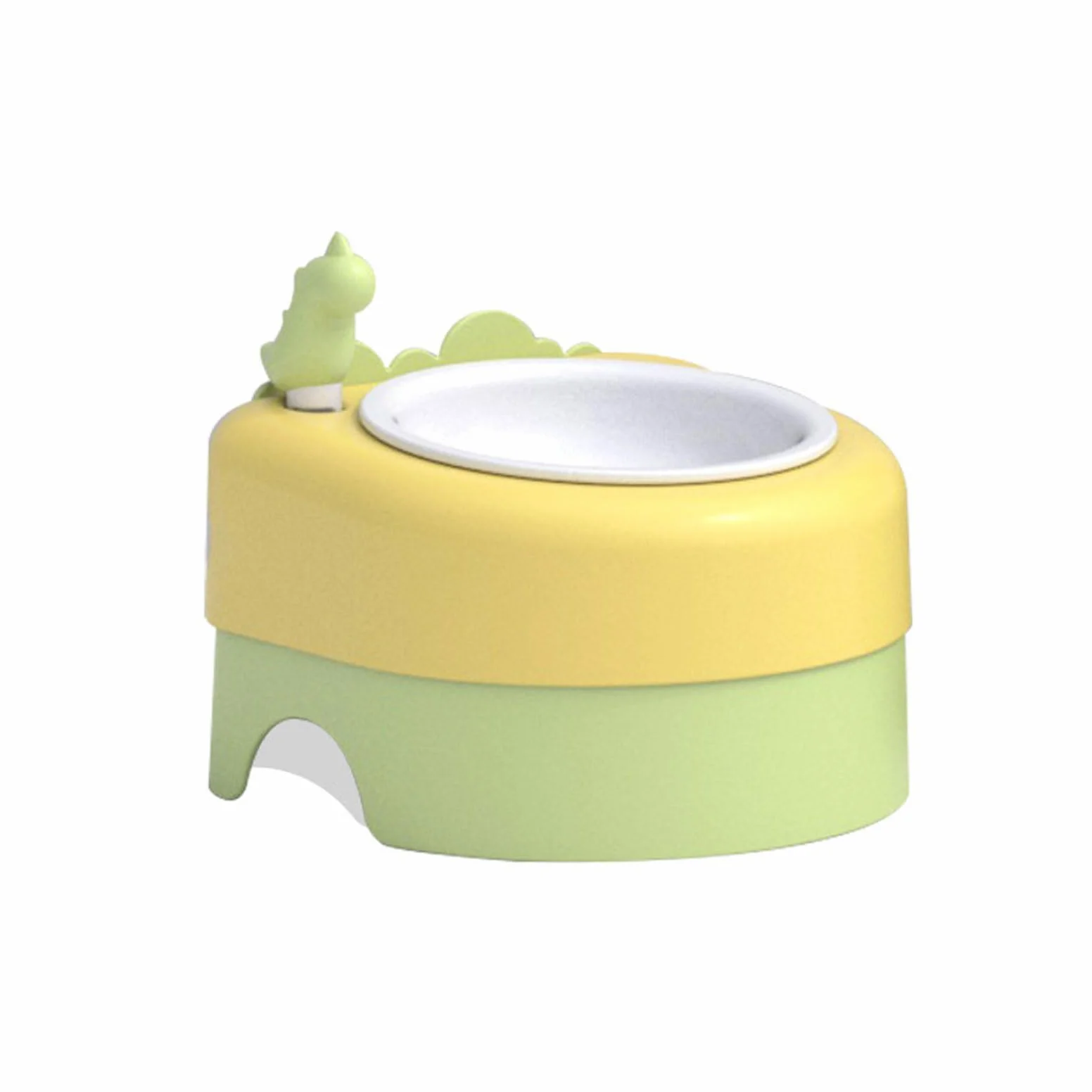 Comedero de cerámica for Gatos y Perros pequeños, Color Amarillo. Protege la Columna Vertebral