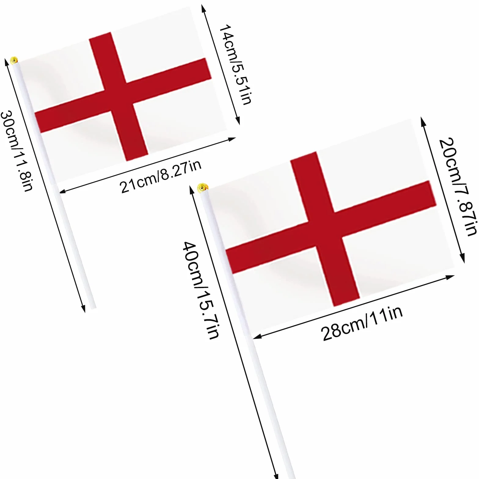 AhfuLife Bandera de Mano Inglaterra 15 Piezas 30cm Palo para Decoraciones Deportivas
