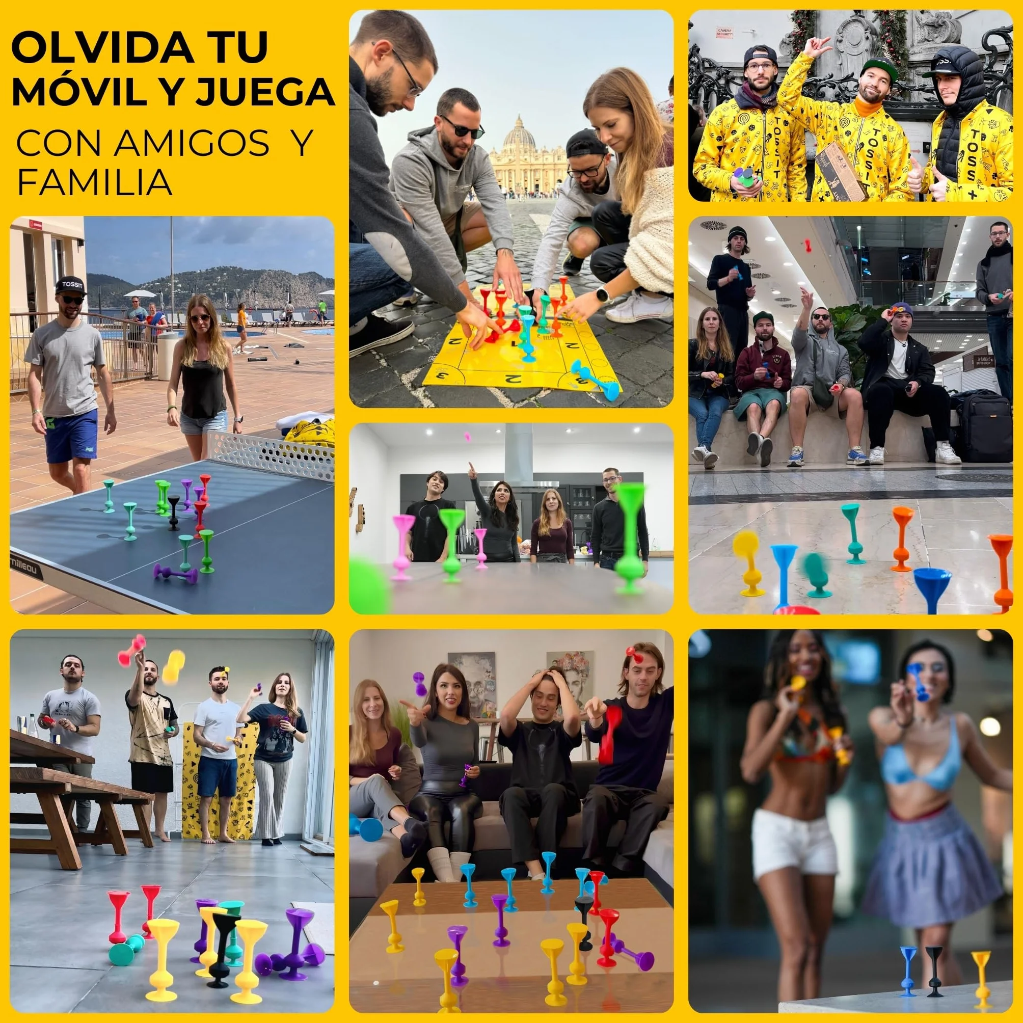 TOSSIT Juego Dardos de Silicona Ventosa Familia Amigos Petanca Bocha Navidad Diversión Portátil Ediciones Limitadas