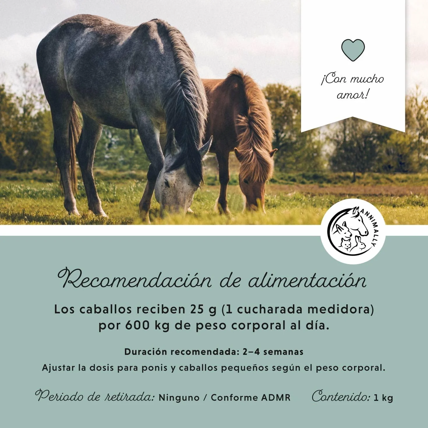 Annimally Pellets de Magnesio para Caballos 1 kg - Acetato de Magnesio y Óxido de Magnesio para una máxima biodisponibilidad