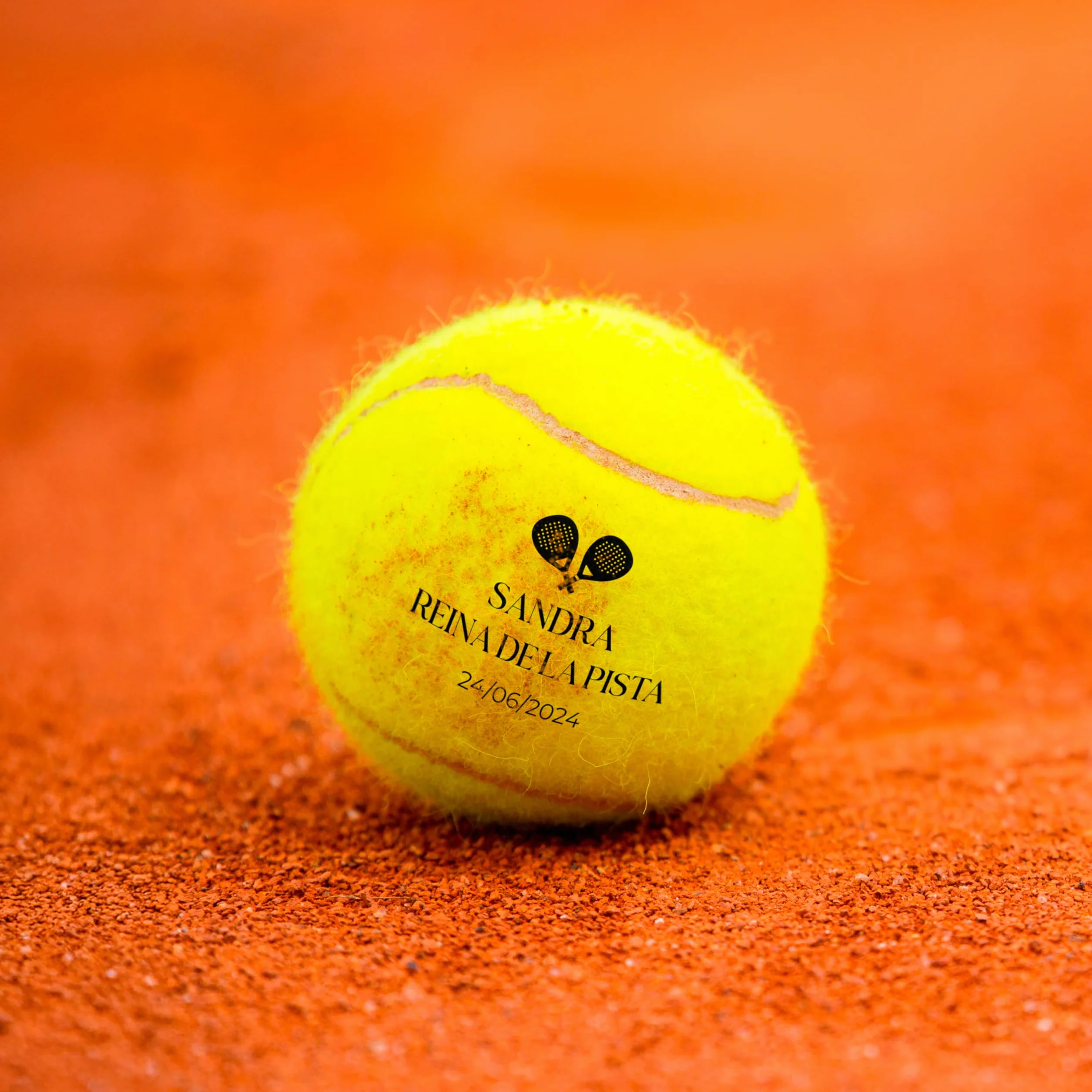 Personalizada Pelota de Tenis y Pádel Amarillo Rosa con Nombre