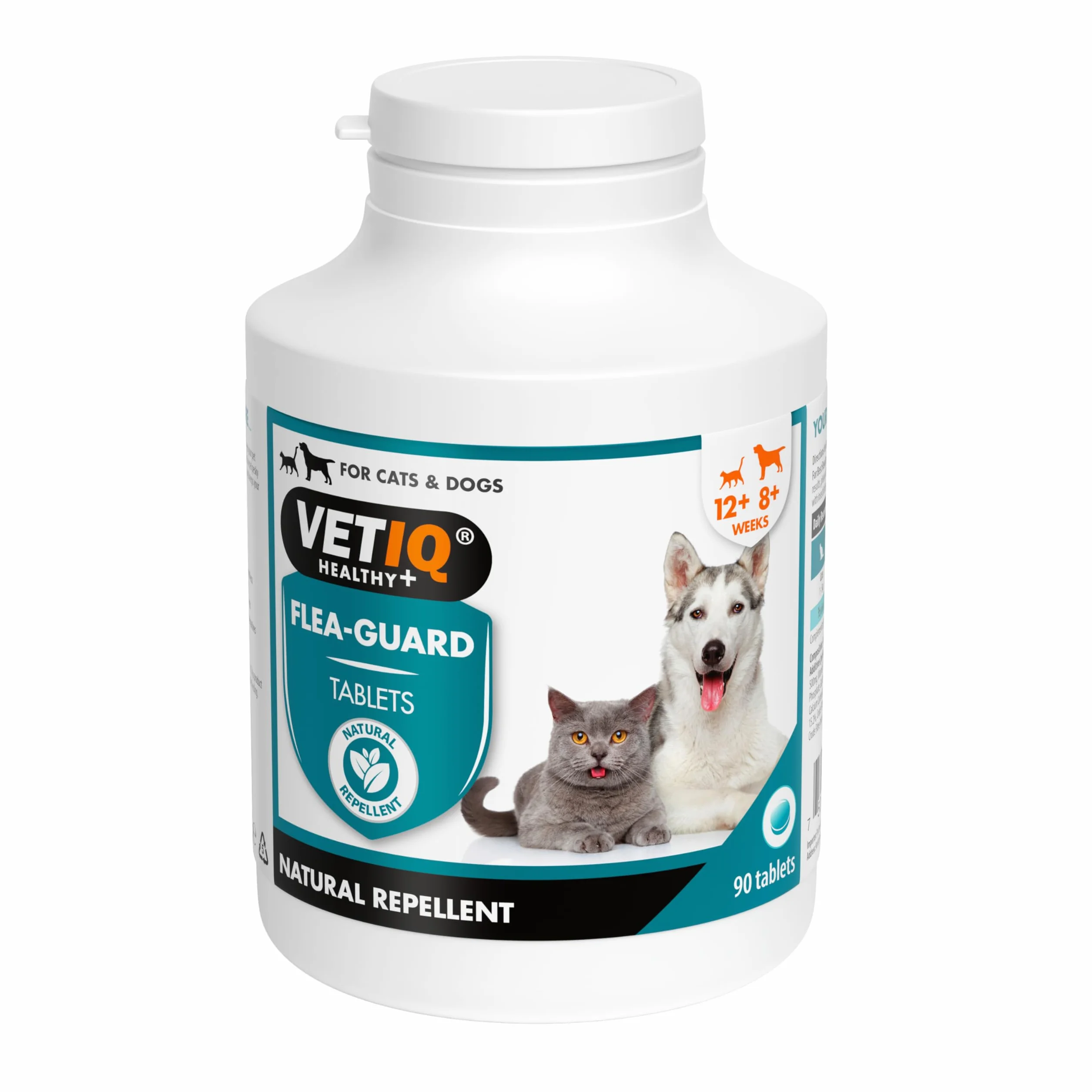 VETIQ Tabletas Flea-Guard para Gatos y Perros, un Repelente Natural Que Mantiene a Las Mascotas Libres de pulgas, garrapatas y Mosquitos, Contiene levadura, Zinc, vitaminas B y ajo, 90 tabletas