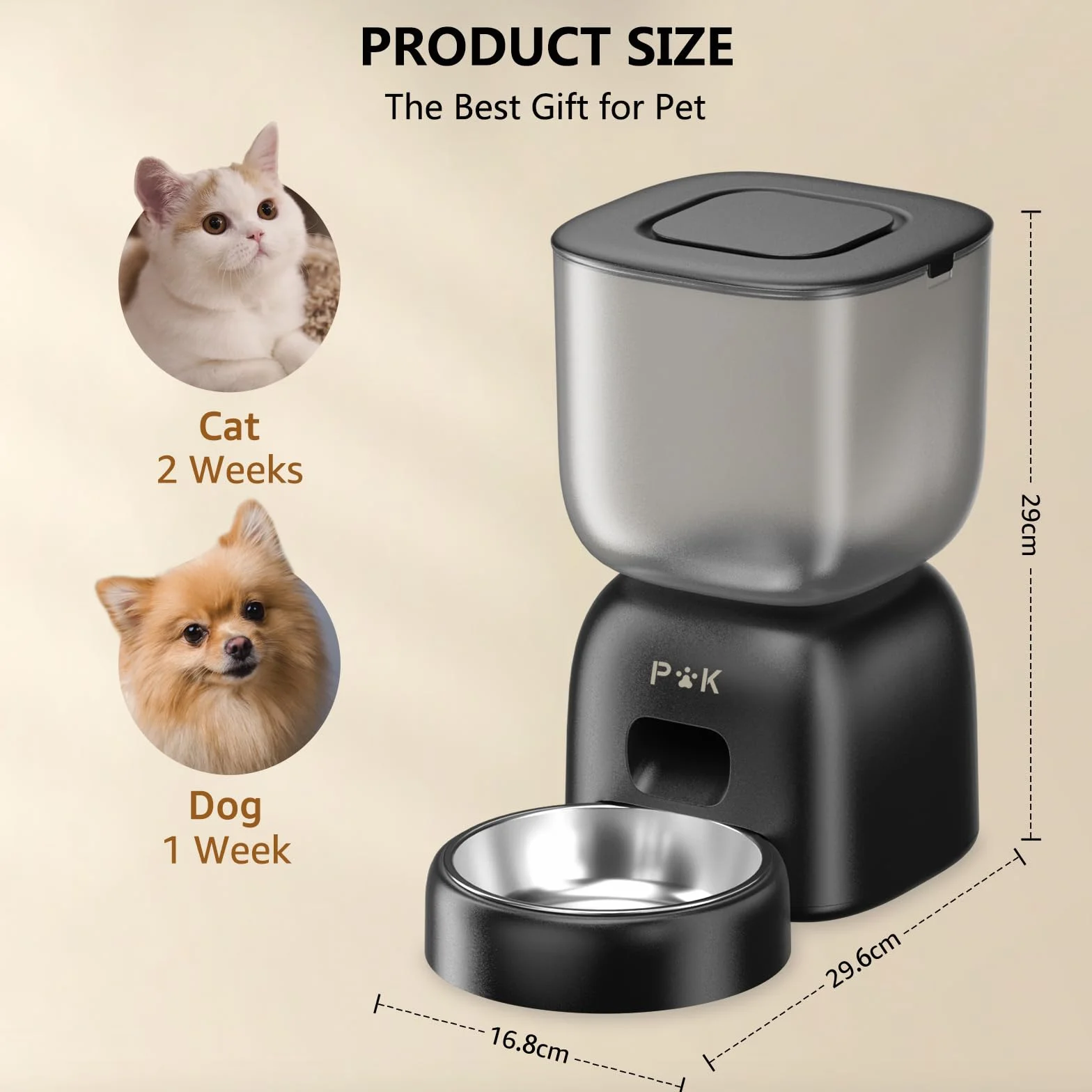 Comedero Gato Automatico, 3L Dispensador Comida Gatos con 180 Días de Batería, Grabación 10S, 1-4 Comidas al Día, Fuente para Gatos de 2L Gratuita