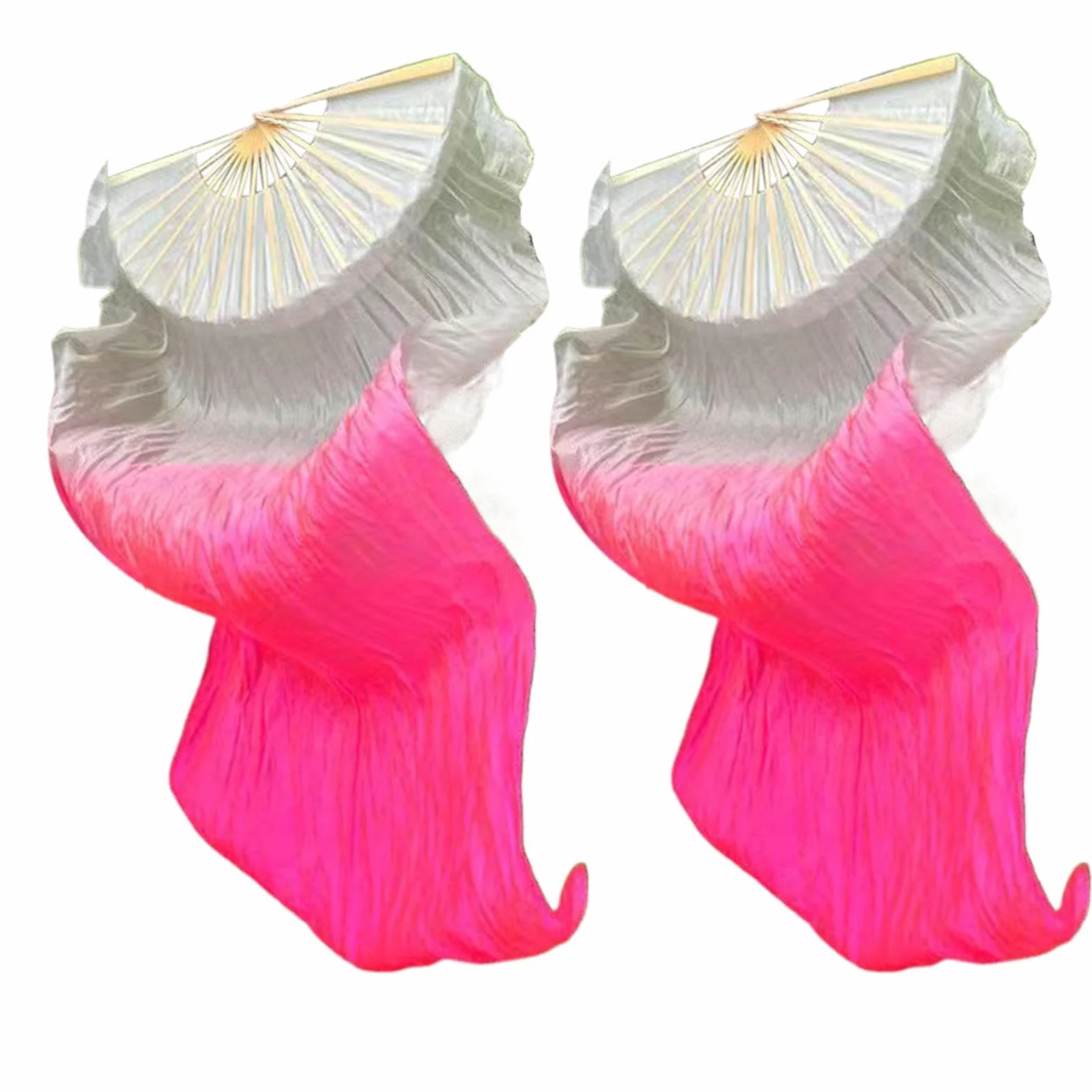 Silk Veil Fans, Chinese National Dance Fan Set, Flowing Performance Flag Fans for Dancers