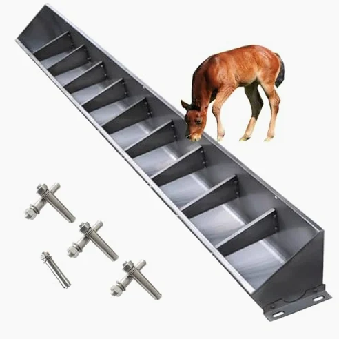 Juego de comedero y bebedero para ganado, comedero de heno colgante de acero inoxidable para caballos, cerdos, cabras y ganado, incluye accesorios, ideal para granjas y patios traseros
