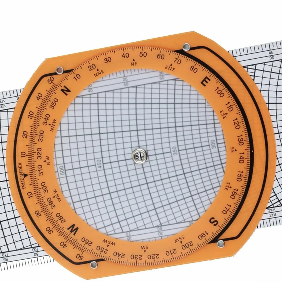 Plotter de navegación de aviación ABS transparente 360° regla deslizante para planificación de vuelo