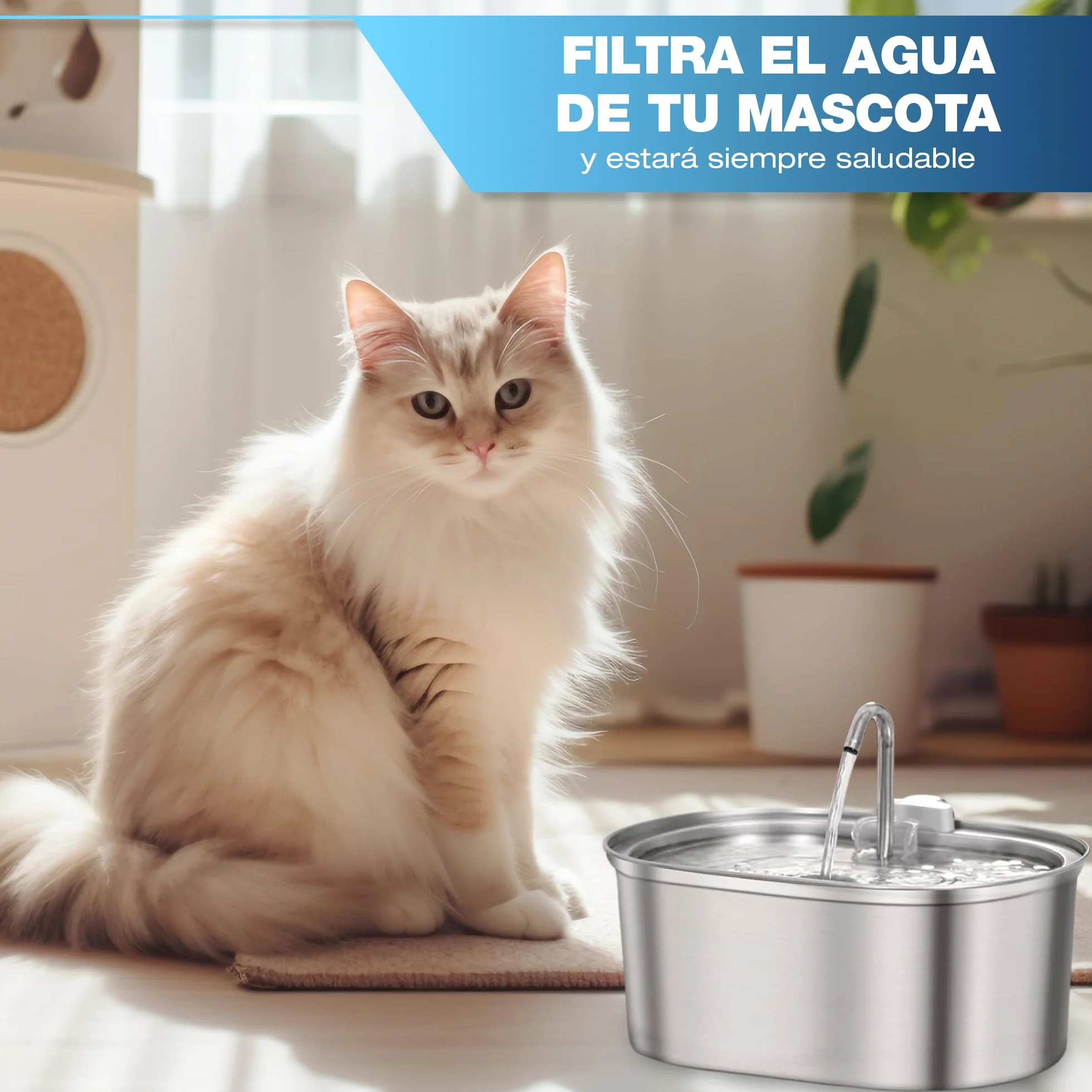 Filtros Fuente Gatos 8 uds – 4 Filtros de Carbón Activo + 4 Esponjas – Filtro Fuente para Gatos de Triple Capa – Recambios – Reduce Cloro y Olores – Compatible Acero Inoxidable y Plástico