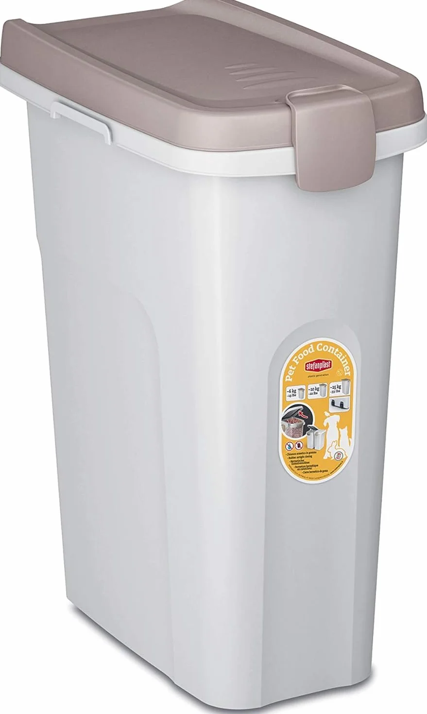 Stefanplast Petfood - Contenedor para Perros (25 L), Color marrón y Blanco